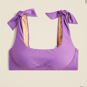 J. Crew Tie-shoulder scoop neck bikini top Violet Medium